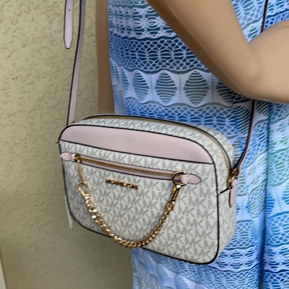 MICHAEL KORS LARGE EAST WEST ZIP CHAIN XBODY POWDER BLUSH MULTI - Picture 3 of 16